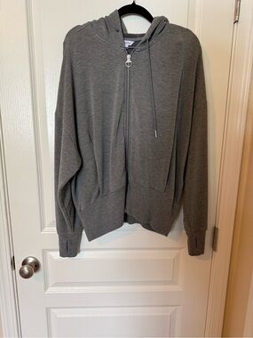 Athleta Charcoal Gray Full-Zip Hooded Sweatshirt